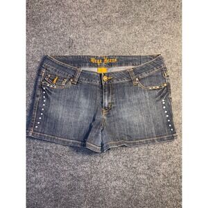 Vega Jean Shorts Womens 9‎ Blue Denim Studded Regular Fit Casual 5-Pocket Design